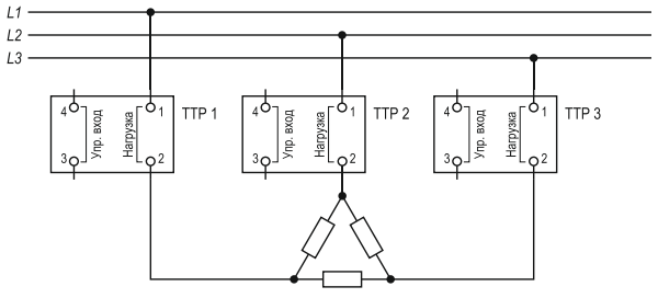 Трехфазная нагрузка. Схема подключения «треугольник».PNG