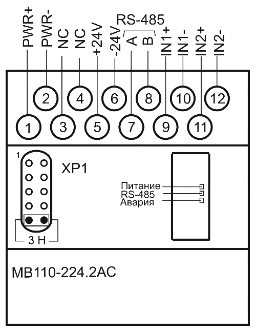 Общая схема подключения МВ110-224.2АС