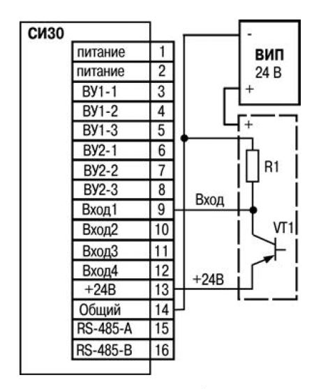 Подключение к входу датчиков, имеющих на выходе транзистор p-n-p типа активный датчик