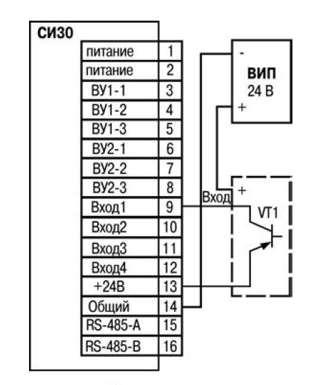 Подключение к входу датчиков, имеющих на выходе транзистор p-n-p типа пассивный датчик